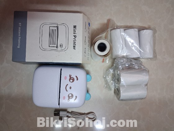 Mini Printer with Blue and Black Ink Thermal Paper